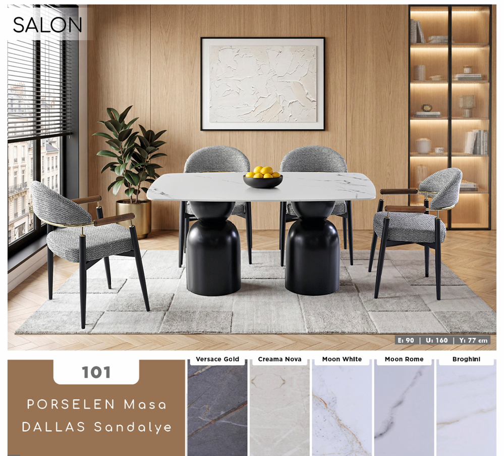 Bil 101 Porselen Masa Sandalye Takımı - 90x160
